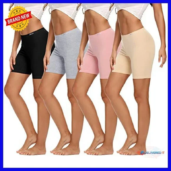 Cotton Boxer Shorts 8 Inseam Anti-Chafing Workout Bike Shorts